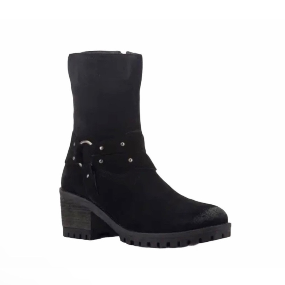 Vintage Foundry Sienna Suede Studded Boot | Black Suede Moto Boots| Chelsea Boot